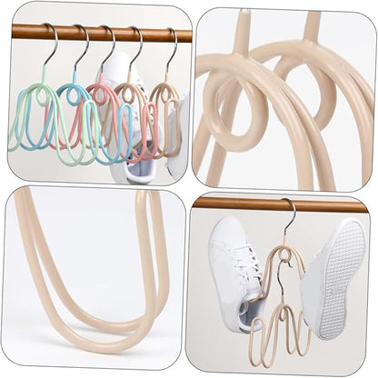 4pcs Stainless Steel PVC Shoe Drying Rack Space-Saving Hanging Storage for Shoes -Dry Organizer for Entryway and Balcony