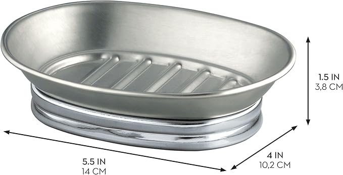 iDesign Soap Dish for Bathroom Sink - Soap Dish Holder for Bar Soap - Set of 2 - Split Finish
