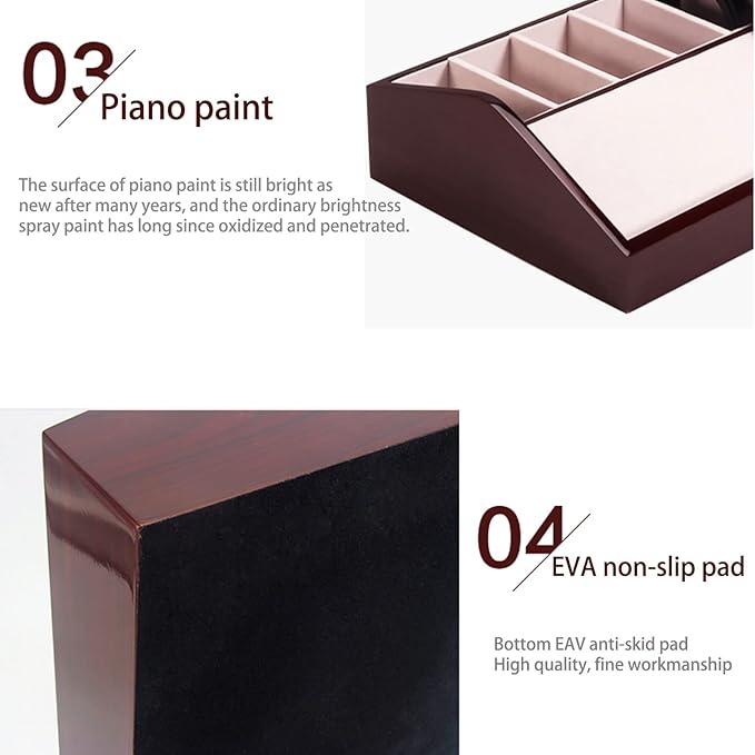 High-end Belt Storage Box,Tie Display Case, Lacquer Belt Display Rack Multi-Grid Wooden Grain Belt Box, Perfect etc