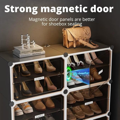 MAGINELS Shoe Rack,Expandable Shoe Cabinet Easy to Assemble. Shoe Storage with Door,Entryway, Closets, Hallway, and Bedroom.Accommodates Up to 40 Pairs of Shoes.