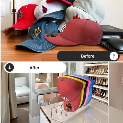 Baseball Cap Organizer 2-Pack | Clear Acrylic Hat Rack for Closet | Space-Saving, Baseball Hat Organizer Not Fit for wall, Cap Holder Display Solution, Hat Organizer for Baseball Caps