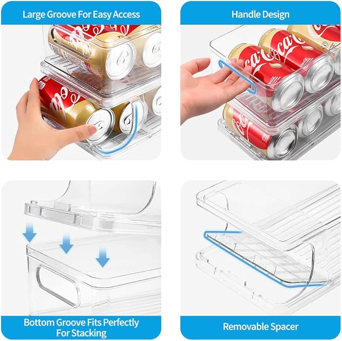 Xicennego 3-Tier Stackable Soda Can Organizer for Refrigerator, Fridge Can Organizer Dispenser, Beverage Can Holder for Refrigerator, Pantry, Cupboard