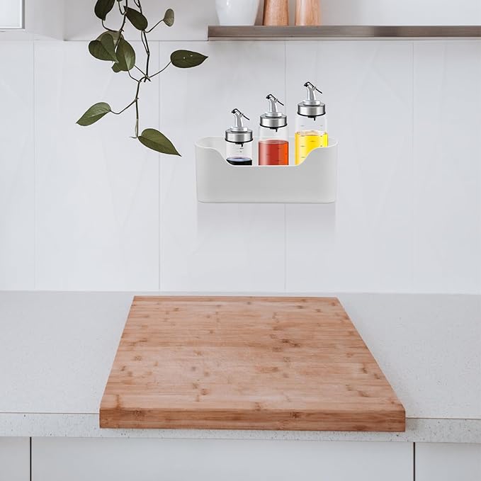 2pcs Adhesive Cabinet Door Organizer Storage Box Hanging Basket for Kitchen Bathroom Bedroom Wall-mount Sundry Holder for Small Items Space-saving Compact Storage