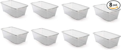 Life Story 6 Quart Rectangular Clear Plastic Protective Storage Shoe Box, 8 Pack