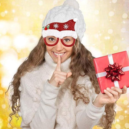 Callenbach Christmas Glasses Frame Glitter Eyewear Decoration Xmas Costume Creative Eyeglasses for Holiday Party Favors, Assorted Styles 6 Pieces