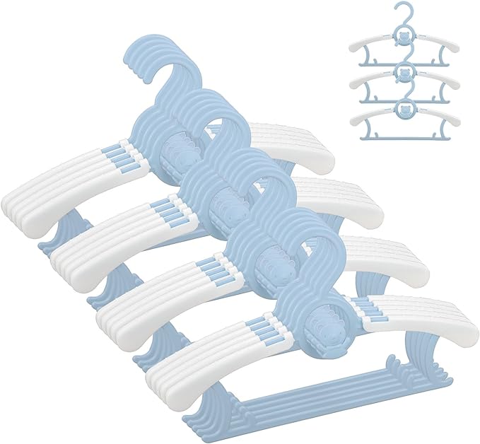 Baby Nursery Closet Hangers, Non-Slip Laundry Infant Pant Hangers for Newborn Clothes - JSF20pcs Adjustable Children Coat Hanger for Girl Boy Toddler Kids Child