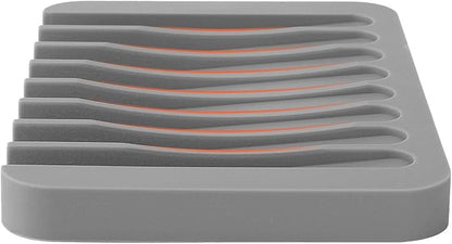 Anwenk Soap Dish for Shower Waterfall Soap Holder Soap Tray Soap Saver Drainer Flexible Silicone for Shower/Bathroom/Kitchen/Counter Top,Keep Soap Bars Dry Clean,Easy Cleaning- Grey, 1Pack