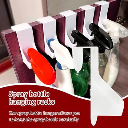 10-Pack Spray Bottle Hanging Rack, Damage-Free Mounting Organizer for Cabinet Door, Space-Saving Storage for Kitchen and Bathroom