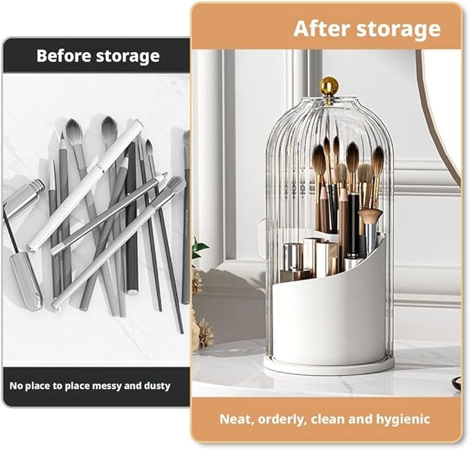 Concealed Toothbrush Holder,Toothbrush Holders with Sliding Lid, Rotating 3 Slots Bathroom Organizer Countertop,Waterproof Dustproof Beauty Brushes Storage,Cosmetics Display Case for Vanity Bathroom