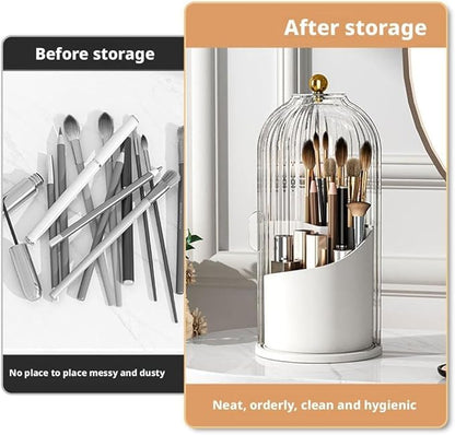 Concealed Toothbrush Holder,Toothbrush Holders with Sliding Lid, Rotating 3 Slots Bathroom Organizer Countertop,Waterproof Dustproof Beauty Brushes Storage,Cosmetics Display Case for Vanity Bathroom