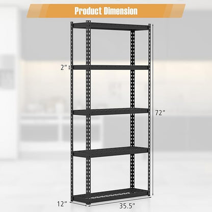 Goplus 5-Tier Metal Shelving Unit, 3 Pack Heavy Duty Wire Storage Rack with Anti-Slip Foot Pads, Height Adjustable Shelves for Warehouse, Kitchen, Living Room, Garage, 12" D x 35.5" W x 72" H