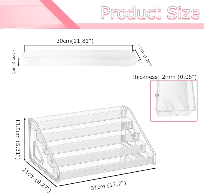 5-Tier Display Stand Rack, 2 Pack Nail Polish Organizer, Greeting Card Display Stand, Trading Card Holder for Sunglasses and Small Items