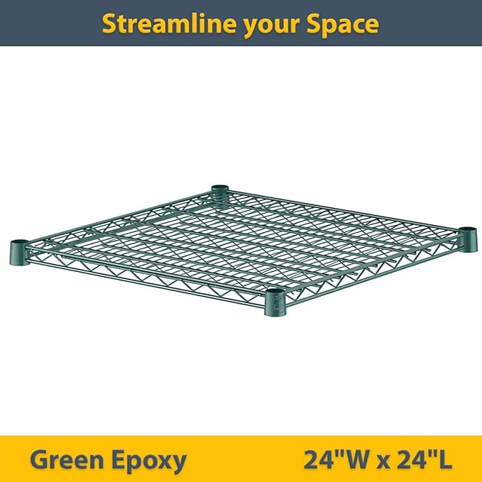 2 Pack Green Additional Wire Shelf for 24"x24" NSF Shelving Units, Replacement Shelves for Wire Rack
