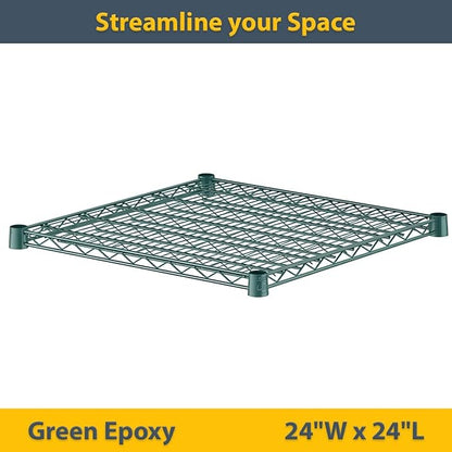 2 Pack Green Additional Wire Shelf for 24"x24" NSF Shelving Units, Replacement Shelves for Wire Rack