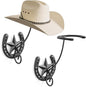 Cowboy Hat Holder for Wall 2 Pack Metal Iron Cowboy Hat Rack Western Hat Hanger Horseshoe Hooks Storage Cowboy Hat Organizer Display Closet Living Room Western Gifts Wall Decor Black