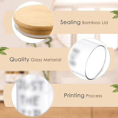 6 Pcs Apothecary Jars Glass Jars with Lids for Bathroom Holder Glass Cotton Ball Holder for Home Bathroom Farmhouse Storage Containers Makeup Organizer Decoration