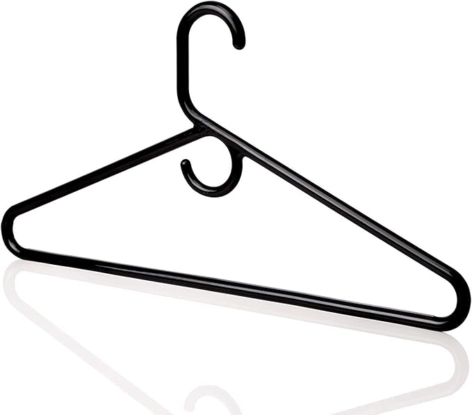 Plastic Hangers HD Heavy Duty, 24 Pcs. Black Color, Made in USA, 3/8” Thickness, Durable, Tubular, for Clothes, Coat, Pants, Shirts, Dress and More, TINEFF, Free and Quick delivery from USA