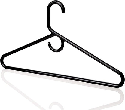 Plastic Hangers HD Heavy Duty, 24 Pcs. Black Color, Made in USA, 3/8” Thickness, Durable, Tubular, for Clothes, Coat, Pants, Shirts, Dress and More, TINEFF, Free and Quick delivery from USA