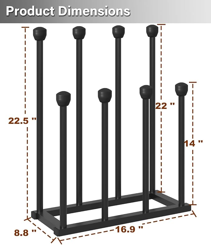 22.5 Inches Free Standing Shoe Racks, Tall Black Metal Boot Rack Organizer for 4 Pairs, Knee-High Boot Storage Shelf for Closet, Bedroom, Entryway, Hallway, Black