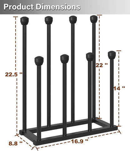 22.5 Inches Free Standing Shoe Racks, Tall Black Metal Boot Rack Organizer for 4 Pairs, Knee-High Boot Storage Shelf for Closet, Bedroom, Entryway, Hallway, Black