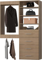 Modular Closet System, 58" Wide Closet Organizer System with Tower and Drawers, Wood Tower Closet Storage for Walk In Closets, Wall Mounted Wardrobe Organizer Kit System, Bedroom, Wood