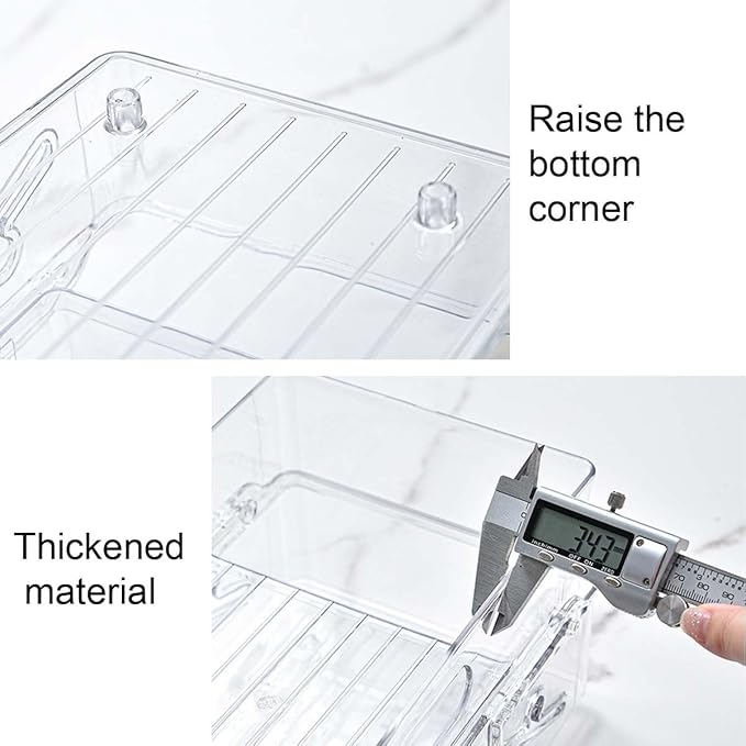 Stretchable Double Layer Rolling Refrigerator Drink Holder Storage Box Can Storage for Refrigerator Self Pushing 11 Cans