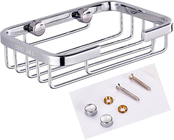 304 Stainless Steel Soap Dish Holder,Storage Soap Saver Wall Mounted for Kitchen Sink Bathroom Shower,Drainable and Rust Proof