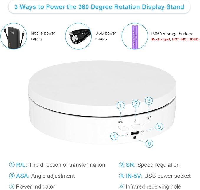 2 in 1 Motorized Rotating Display Stand with 5.74 /8.66 inch Replacement Cover, Remote Control 360 Degree Electric Turntable Display Stand Max 22lbs Load Auto Lazy Susan for Photography LiveStream