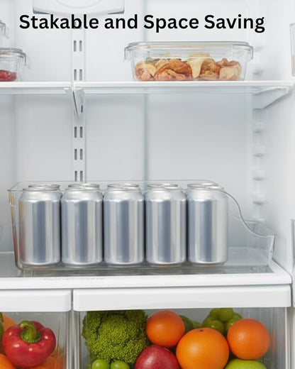 2 Pack Clear Acrylic Soda Can Organizer for Refrigerator Stackable Beverage Storage Holder for Fridge, Pantry & Cabinets Durable Plastic Can Dispenser Rack for Soda Beer & Sparkling Water