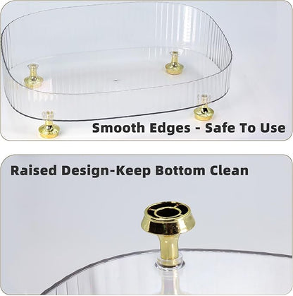 Perfume Organizer, Bathroom Vanity Tray, Makeup Trays for Dresser Top, Countertop Decorative Plastic Decor Tray, Perfume Organizer for Women, organizador de perfumes (Clear)