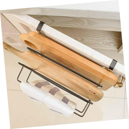 OUNONA 2Pcs Over Cabinet Towel Organizer Stylish Kitchen Door Storage Rack for Efficient Space Saving and Easy Access for Cutting Boards and Duster Cloths Design