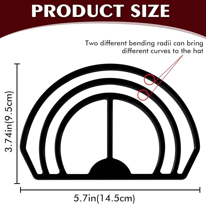 Cap Brim Bender 4PCS Baseball Hat Curving, Hat Shaper for Fitted Hats, Trucker Cap, Flat Brim, Perfect Curve Bender,Accessories for Women and Men (Black)