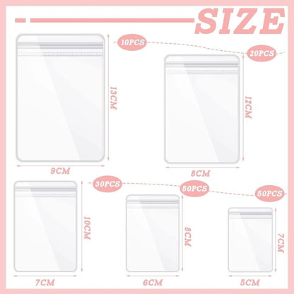 Spakon 160 Pcs Clear PVC Jewelry Bags 5 Sizes Plastic Transparent Zipper Jewelry Bag Anti Tarnish Plastic Small Storage Bags for Holding Rings Earrings
