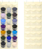 Baseball Hat Rack, 24 Pocket Over-The-Door Hat Organizer with Clear Deep Pockets to Display Baseball Caps Collection, Complete with 3 Over Door Hooks (Beige, 24 Pockets)