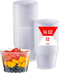Mr Miracle 16 oz Clear Deli Containers with Lids. Pack of 12. Airtight Reusable Plastic Food and Multi-Purpose Containers. Microwave, Freezer and Dishwasher Safe