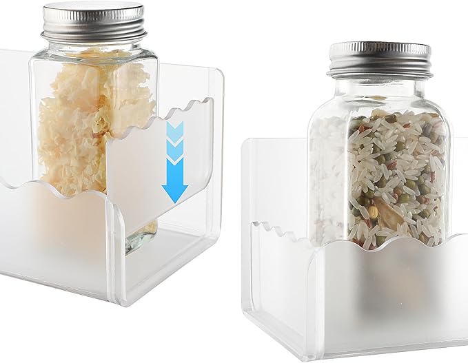 10 inch Spice Rack Wall Mounted,4 Pack Spice Organizer Shelf for Stove Cabinet Pantry Door, Adhesive or Screw Hanging Wall Spice Shelf Storage Holder in Kitchen and RV - Frost Color