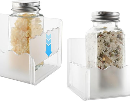 10 inch Spice Rack Wall Mounted,4 Pack Spice Organizer Shelf for Stove Cabinet Pantry Door, Adhesive or Screw Hanging Wall Spice Shelf Storage Holder in Kitchen and RV - Frost Color