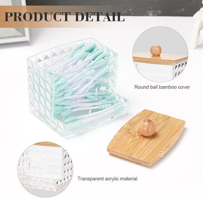 3 Pieces Makeup Remover Discs Dispenser, Cotton Makeup Remover Canister, Canister with Bamboo Lids, Holder for Cotton Swabs, Organizer Pads Makeup for Living Room