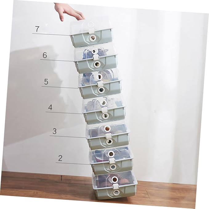 MAGICLULU 2pcs Thicken Transparent Plastic Shoebox Container Stackable Shoe Storage Box for Home Organization for Spaces Sky-blue