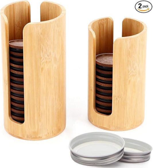 Mason Jar Lid Organizer (2pcs), Mason Jar Lid Storage Made, Suitable for Mason/Canning/Bamboo Lids, Fit Perfectly, Stackable Steady (WideMouth-RegularMouth)