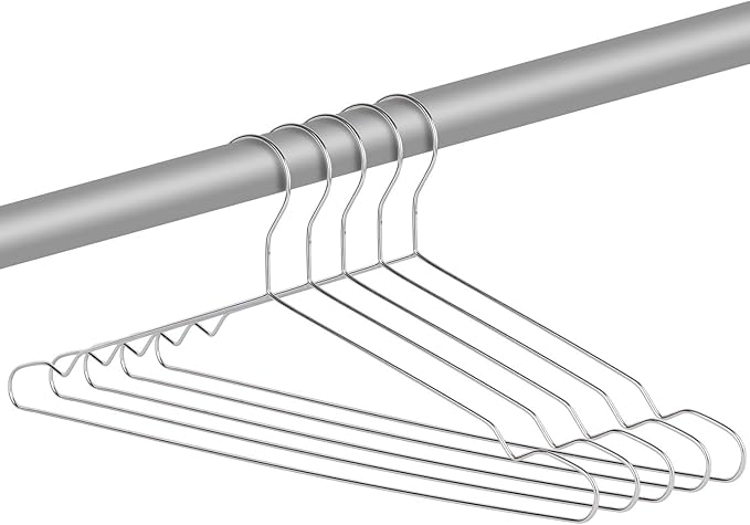 KINJOEK 50 Pack Wire Hangers for Clothes,17.7”Stainless Steel Wire Clothes Hanger 3MM Thick Coat Closet Hangers for Dry and Wet Clothes, Underwear and Trousers
