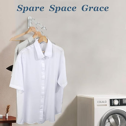 Alise Swing Clothes Hanger Rack,Garment Racks Wall Mount Clothes Bar-Hanger Holder Hooks Heavy Duty Folding Drying Rack Space Saving Clothing Hanging System Closet Storage Organizer,White