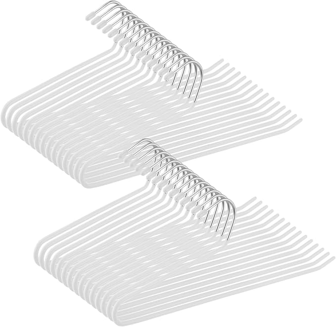 35 Pcs Pants Hangers Non Slip, Space Saving Open Ended Metal Pant Hangers, Jean Hangers for Men and Women, Closet Storage Organizer for Clothes Leggings Slacks Trouser Ties, White