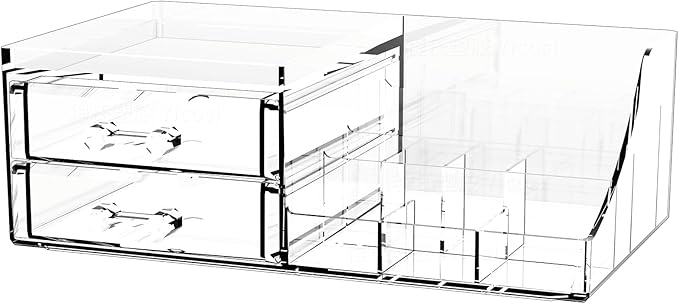 Acrylic Small Makeup Organizer with Drawers,Clear Skincare Organizer for Vanity,Dresser,Bathroom Countertop,Cute Cosmetic Organizer for Lip Gloss,Makeup Brush,Beauty,Skin Care and Cosmetic Storage
