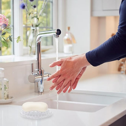 2 Pieces Plastic Soap Dish Clear Bar Holder Tray Self Draining Soap Saver with Holes Soap Container for Bathroom Counter, Kitchen