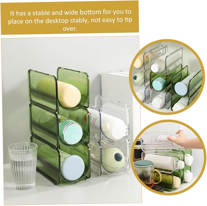Zerodeko 2pcs Stackable Water Bottle Organizer Multi Transparent Holder for Home Kitchen and Pantry Storage Space-Saving and Practical Drink Organizer Design
