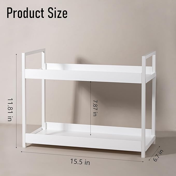 Bathroom Counter Organizer 2 Tier Vanity Storage Countertop Shelf Makeup Organizer Perfume Tray Skincare Holder for Sink, Dresser, Kitchen, Large White