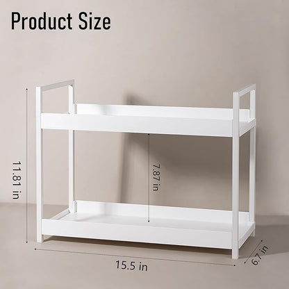 Bathroom Counter Organizer 2 Tier Vanity Storage Countertop Shelf Makeup Organizer Perfume Tray Skincare Holder for Sink, Dresser, Kitchen, Large White