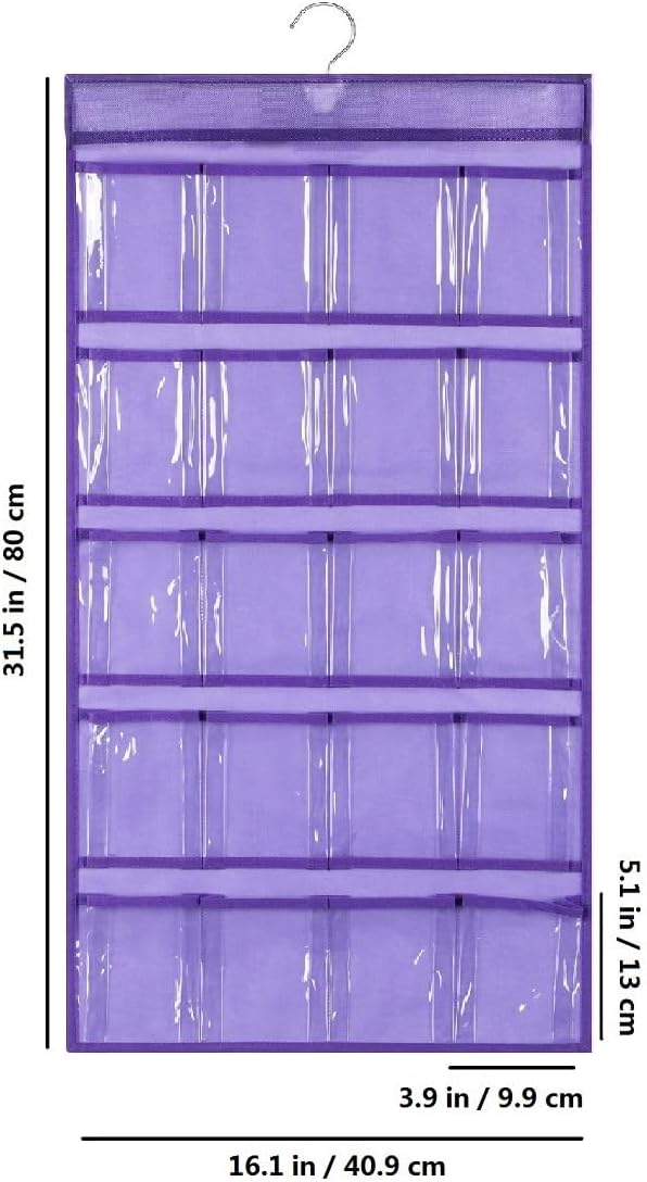 2 Pcs Sunglasses Organizer Storage Sunglass Holder for Wall Hanging Eyeglass Organizer for Multiple Glasses with 40 Clear Slots (PURPLE)