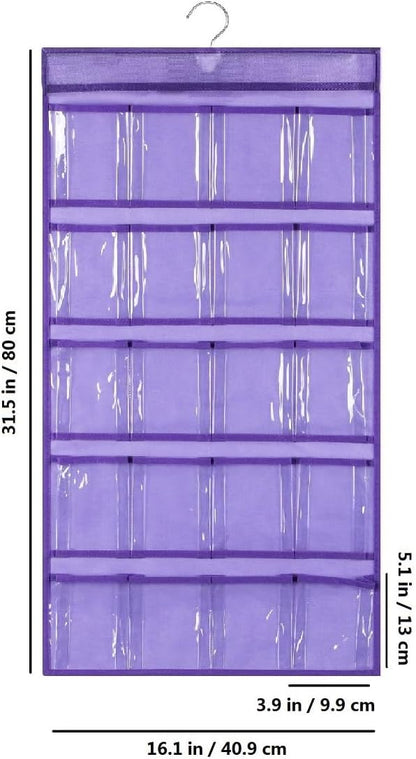2 Pcs Sunglasses Organizer Storage Sunglass Holder for Wall Hanging Eyeglass Organizer for Multiple Glasses with 40 Clear Slots (PURPLE)